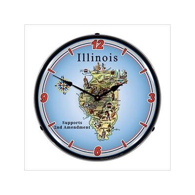 Collectable Sign and Clock Illinois Supports the 2nd Amendment Backlit Wall Clock