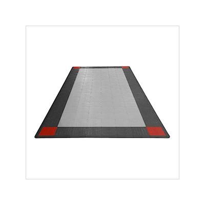 Swisstrax Diamondtrax Home Single Car Garage Floor Tile Mat (Pearl Silver / Jet Black / Racing Red)