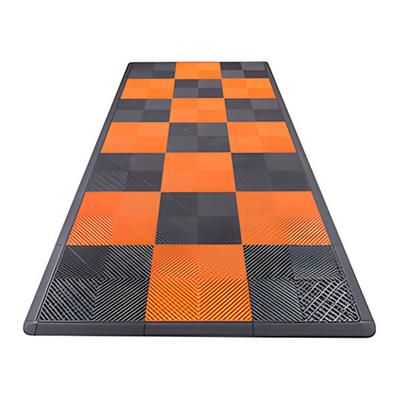 Swisstrax Ribtrax Pro Motorcycle Garage Floor Tile Mat (Jet Black / Tropical Orange)
