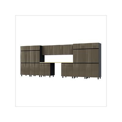Contur Cabinet 17.5' Premium Terra Grey Garage Cabinet System with Butcher Block Tops
