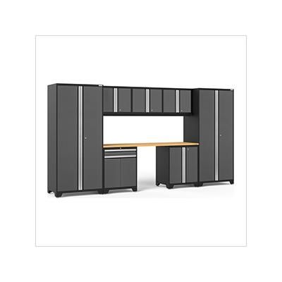 NewAge Garage Cabinets PRO Series Grey 8-Piece Set with Bamboo Top