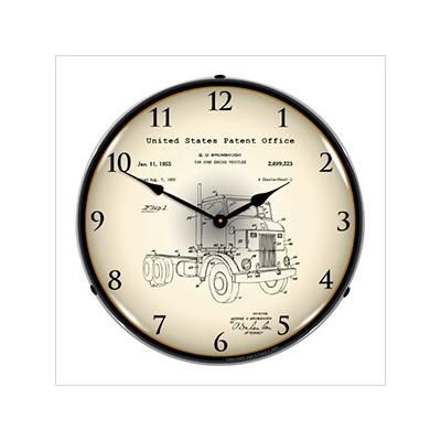 Collectable Sign and Clock 1950 Peterbuilt Cab Over Semi Truck Patent Blueprint Backlit Wall Clock