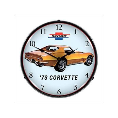 Collectable Sign and Clock 1973 Corvette Backlit Wall Clock