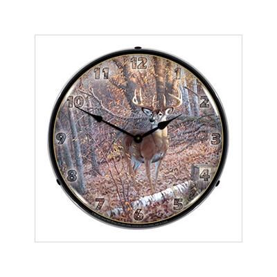 Collectable Sign and Clock Great Eight-Whitetail Deer Backlit Wall Clock