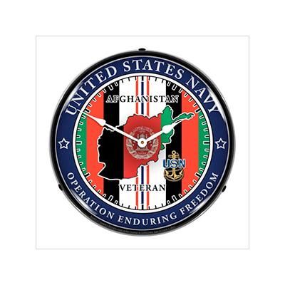 Collectable Sign and Clock Navy Veteran Operation Enduring Freedom Backlit Wall Clock