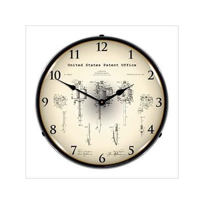 Collectable Sign and Clock 1904 Wagner Tattoo Device Patent Blueprint Backlit Wall Clock