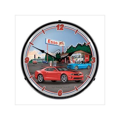 Collectable Sign and Clock Camaro Esso Station Backlit Wall Clock
