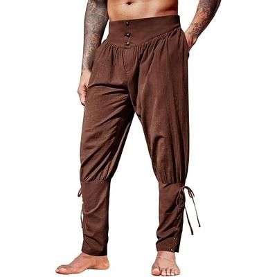 Retrò Vintage Medievale Rinascimento Pantaloni da pirata Pirata Cavaliere Vichingo Cavaliere Celtico Ranger Tinta unita Costume Per uomo Costumi da pirata Fantasia Halloween Carnevale Mascherata