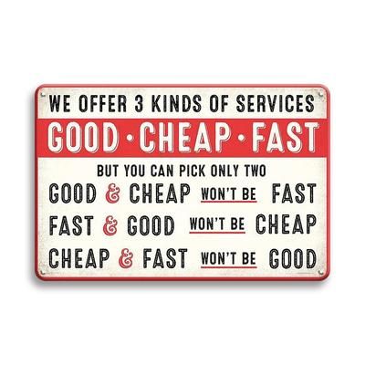 TEMU 1pc Good Fast Cheap Humorous Funny Retro Style Metal Sign, Office Shop Work, We Offer 3 Kinds Of Service Funny Metal Sign, Garage Wall Decor, 8x12inch Eid Al-adha Mubarak