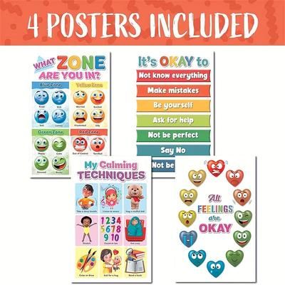 TEMU 4pcs Feelings Chart For Classroom Decor, Zones Of Regulation Poster, Feelings Posters, Emotions Poster, Calm Down Corner Poster, Autism Sensory Products, Set Of 4 - 11 X 17 Inch Eid Al-adha Mubarak