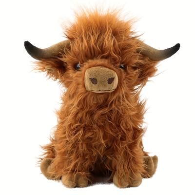 TEMU 10.63in Simulation Highland Cow Plush Toys Cow Stuffed Toy Fluffy Toy Animals Decoration Toy Comfortable Plush Figure Toy, As , Chrismas Gift