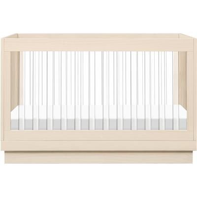 Babyletto Harlow Acrylic 3-in-1 Convertible Crib w/Toddler Bed Conversion Kit - Washed Natural / Acr