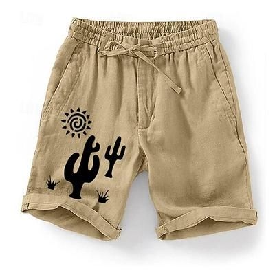 Per uomo Cactus Sole Piante Shorts Pantaloncini Estivi Pantaloncini casual Misura del girovita medio Moda Streetwear Designer Casuale Quotidiano Ferie Coulisse Tasca Elastico in vita progettista