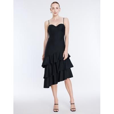 Women's Esme Asymmetrical Ruffle Dress in Black / 16 | BCBGMAXAZRIA