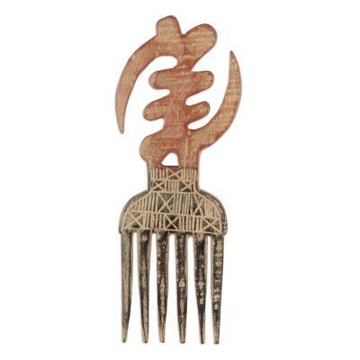 Gye Nyame Style,'Wood Adinkra Gye Nyame Comb Wall Decor from Ghana'