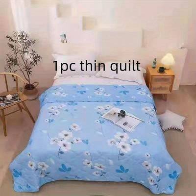 TEMU 1pc Fresh Thin Summer Quilt Air Conditioning Quilt For Bedroom Dorm Room Office Home Bed