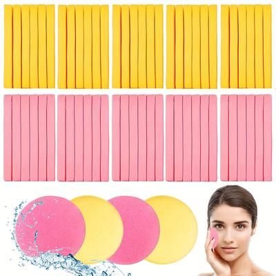 TEMU 120 Compressed Face Sponges For Cosmetician Face Cleanser Sponge Makeup Remover Sponge Pad Exfoliating Spa Wash Round Sponge