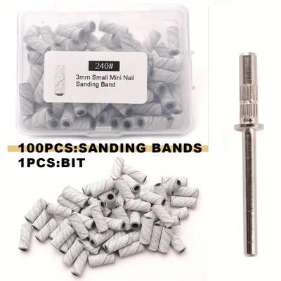TEMU 100pcs 3.1mm Small Mini Nail Art Grinding Sand Ring Bands Set, Electric Grinding Machine Nail Grinding Head Nail Removal Sand Bands Nail Grinding Tool
