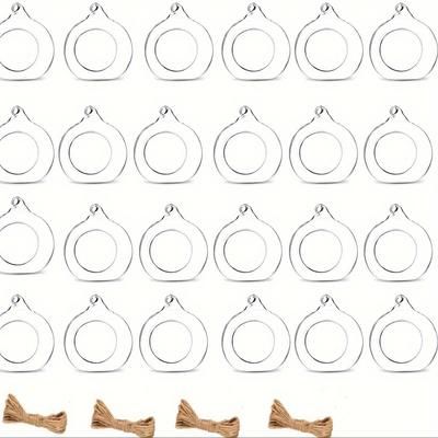 "TEMU 24pcs/12pcs Hanging Tealight Candle Holder, Glass Led Tealight Holder Hanging Glass Plant Terrariums, 2.36" Diameter Hanging Tealight Holder Terrarium For Wedding Home Decoration"