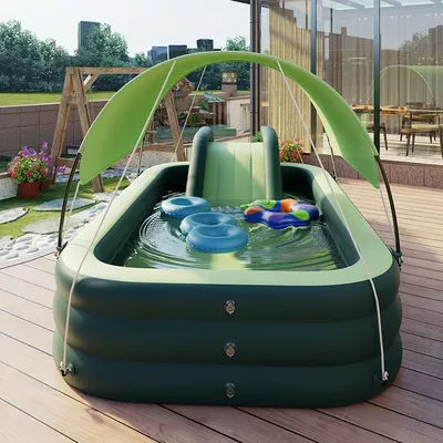 2.1/2.6/3.1m Automatic Inflatable with Canopy Children's Inflatable Swimming Inflatable Pool Baby Sun Shade Folding Pool Garden
