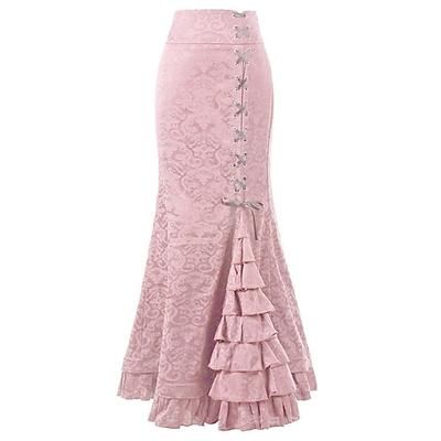 Retrò Vintage Medievale Rinascimento Gonna Ragazza gotica Con Volant Fiore / Floreale Costume Per donna Fantasia Stile Steampunk Mascherata Evento / Festa Adulti Gonna