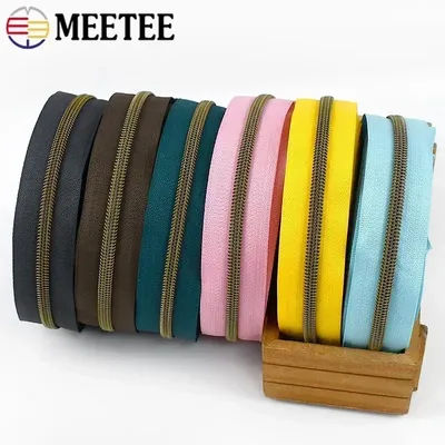 5/10/20/30/50M 5 Nylon Zipper Colorful Tape Bronze Teeth Open-End Zips Tailor for Bag Clothes Repair Kit DIY Sewing Accessories