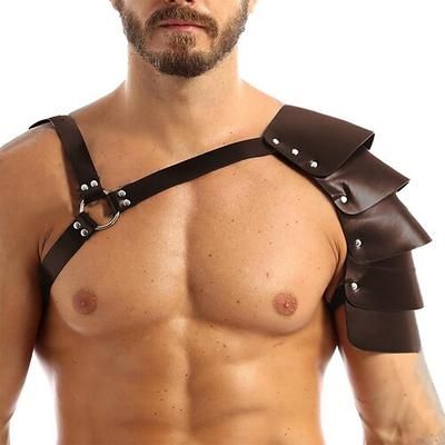 Retrò Vintage Punk Gotico Medievale Armatura Camicia da notte Armatura per Spalle Guerriero Cavaliere Vichingo Costume Per uomo Vichingo Mascherata Performance Feste Palcoscenico Adulti Armatura