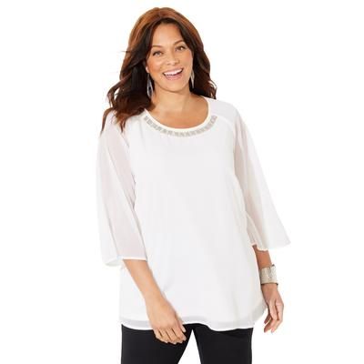 Plus Size Women's Dazzling Blouse by Catherines in Ivory (Size 1X)