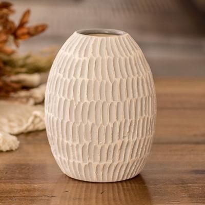 Dreams of Nature in Grey,'Ivory and Grey Textured Ceramic Vase Handmade in Guatemala'