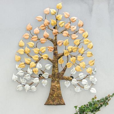 'Nature-Themed Metallic Foil and Steel Tree Wall Art'
