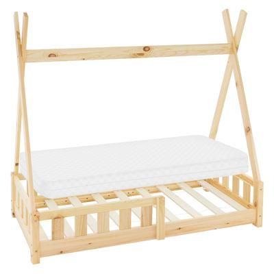 Letto tenda per bambini 70x140 cm pino naturale con materasso e sponde