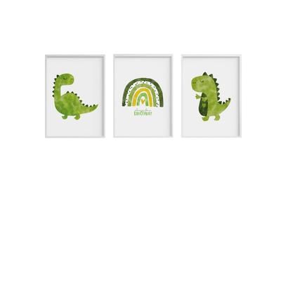 Confezione di stampe di dino in legno bianco incorniciate 43X33 cm