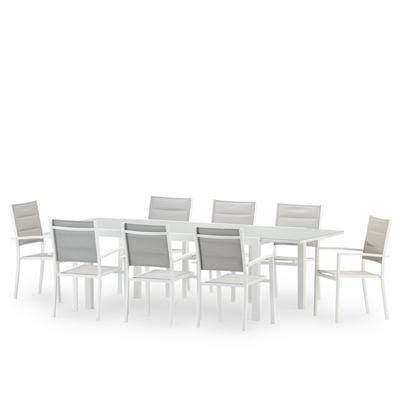 Set tavolo e sedie da giardino 8 posti in alluminio bianco