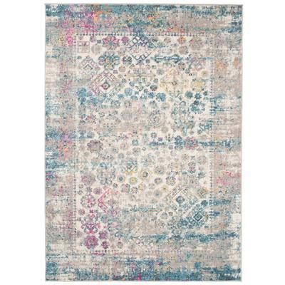 Tappeto da soggiorno blu grigio rosa vintage 180 x 260 cm