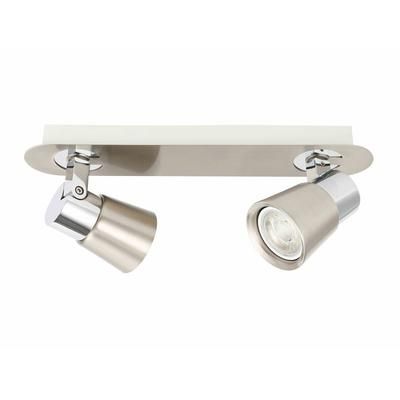 Barra di faretti 2 luci orientabili alluminio nichel 2xGU10