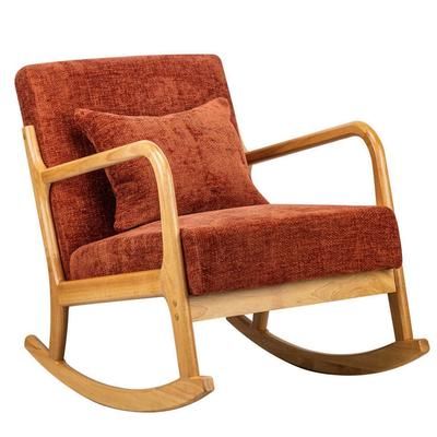 Poltrona in legno e tessuto terracotta