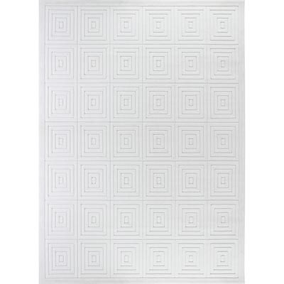 Tappeto da Interno/Esterno con Motivi 3D in Rilievo Bianco 160x220