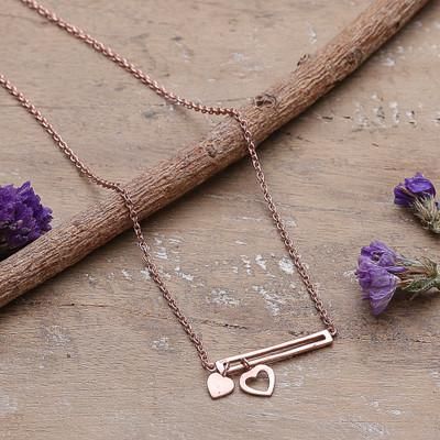 'Polished Heart-Themed 18k Rose Gold-Plated Pendant Necklace'