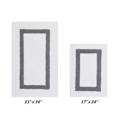 Hotel Collectionis Bath Mat Rug 2 Piece Set (17" x 24" | 21" x 34") by Better Trends in White Gray