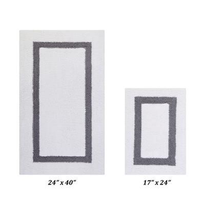 Hotel Collectionis Bath Mat Rug, 2 Piece Set (17" x 24" | 24" x 40") by Better Trends in White Gray
