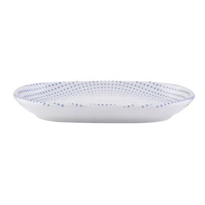 Mikasa Hospitality 5315811 3 9/16" x 5 9/16" Oval Harmony Platter - Fine China, Blue, Case of 18