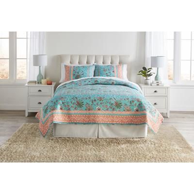 Jacobean 3-Pc. Quilt Set by BrylaneHome in Turquoise (Size TWIN)
