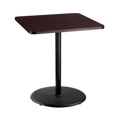 National Public Seating CT33636RCPBTMMY 36" Square Counter Height Table - Mahogany Laminate Top, Steel Base