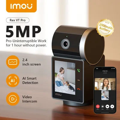 IMOU Rex VT Pro 3K 5MP WiFi Indoor Video Camera 2000mAh Battery Human Pet Detection Screen Display Two Way Audio Home Security