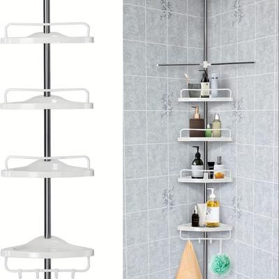 TEMU 4 Tier Anti Rust Adjustable Telescopic Bathroom Shower Corner Rack Shelf Organiser Caddy