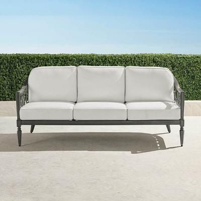 Avery Sofa with Cushions in Slate Aluminum - Standard, Outdoor Velvet Dove - Frontgate