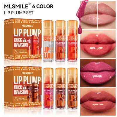 MLSMILE 3pcs Duck Mouth Fruit Fragrance Lip Oil Moisturizing Mirror Gloss Lip Gloss Beep Lip Glaze Set