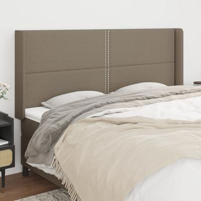 vidaXL Tête de lit avec oreilles Taupe 203x16x118/128 cm Tissu