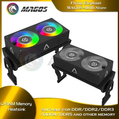 ALSEYE RAM Cooling Radiator with Dual 60mm Fan Support DDR/DDR2/DDR3/DDR4/DDR5 Memory Cooler 1200-2000RPM Temperature control