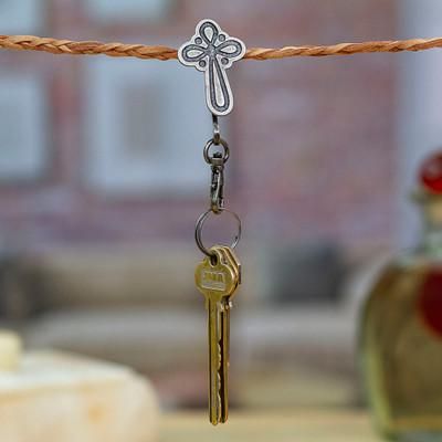 Noble Devotion,'Antique-Finished Cross-Themed Zamac Metal Keychain'